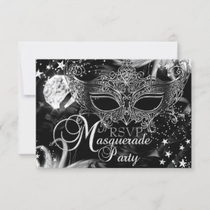 Silver Sparkle Mask Star Night Masquerade UAWG RSVP Karte