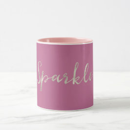 Silver Sparkle Pink Tasse