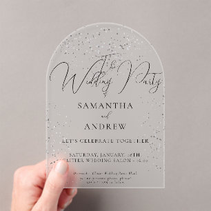 Silver Sparkle Wedding Acryleinladungen
