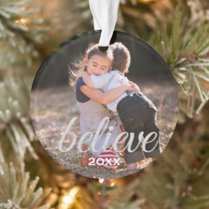 Silver Sparkly Believe Script Photo de Noël