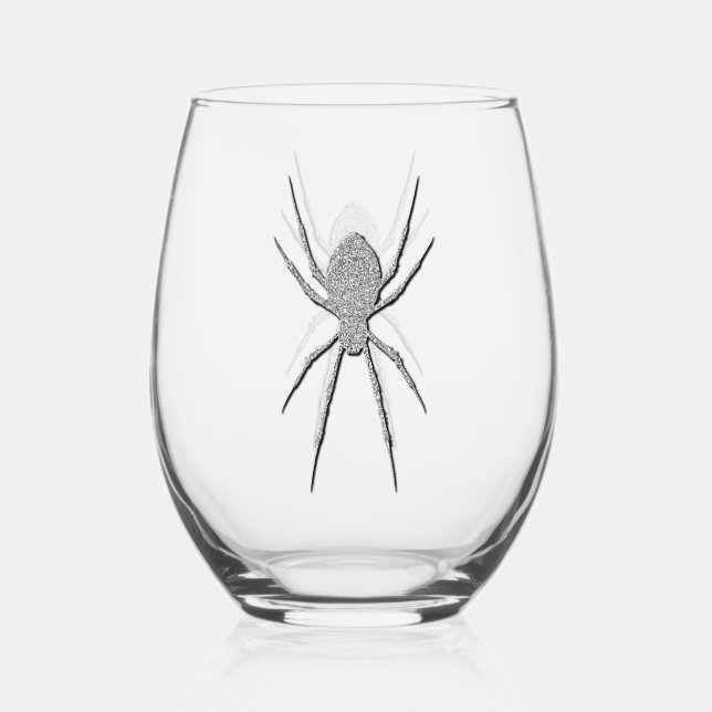 Silver Spider Halloween Weinglas Ohne Stiel (Vorderseite)