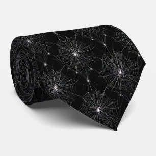 Silver Spiderweb Lace auf Black Krawatte
