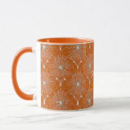 Silver Spiderweb Lace on Orange Tasse