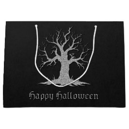 Silver Spooky Tree Halloween Große Geschenktüte