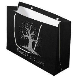 Silver Spooky Tree Halloween Große Geschenktüte