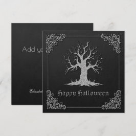 Silver Spooky Tree Halloween Grußkarte