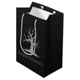 Silver Spooky Tree Halloween Mittlere Geschenktüte