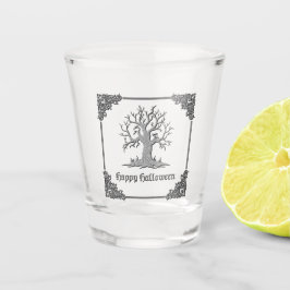 Silver Spooky Tree Halloween Schnapsglas