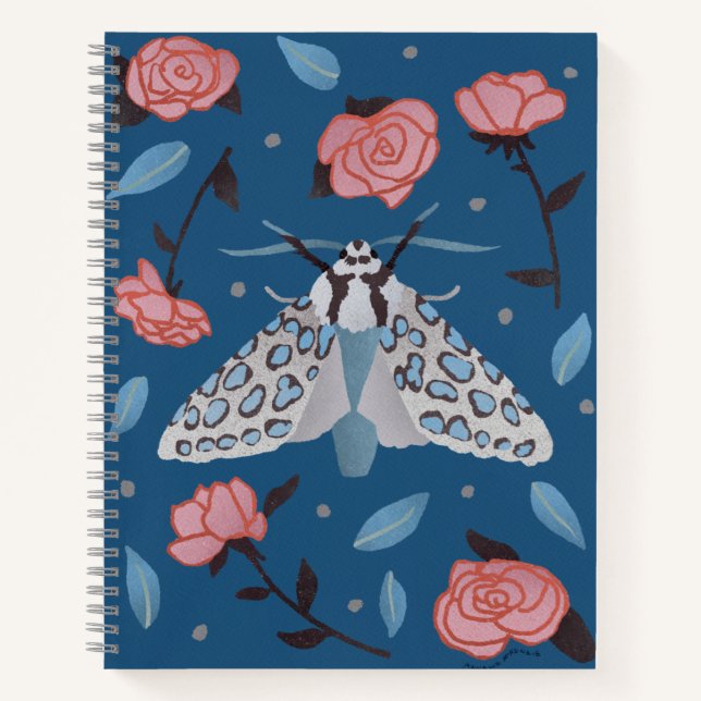 Silver-Spotted Tiger Moth Art Notizbuch (Vorderseite)
