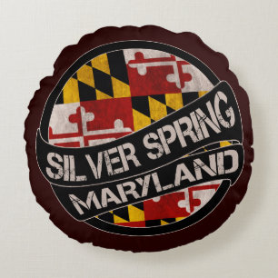 Silver Spring Maryland Fahne Grunge Rundkissen Rundes Kissen