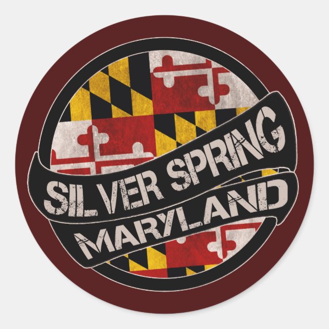 Silver Spring Maryland Flaggengrundierung Runder Aufkleber (Vorderseite)