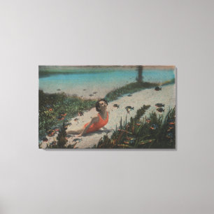 Silver Springs, FL - Frau, die Underwater schwimmt Leinwanddruck