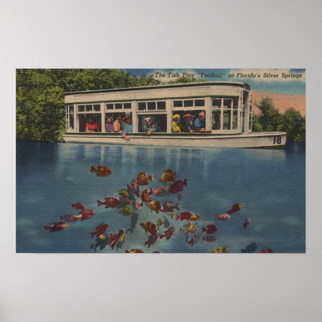 Silver Springs, Florida - Ansicht von Riverboat & Poster (Vorne)