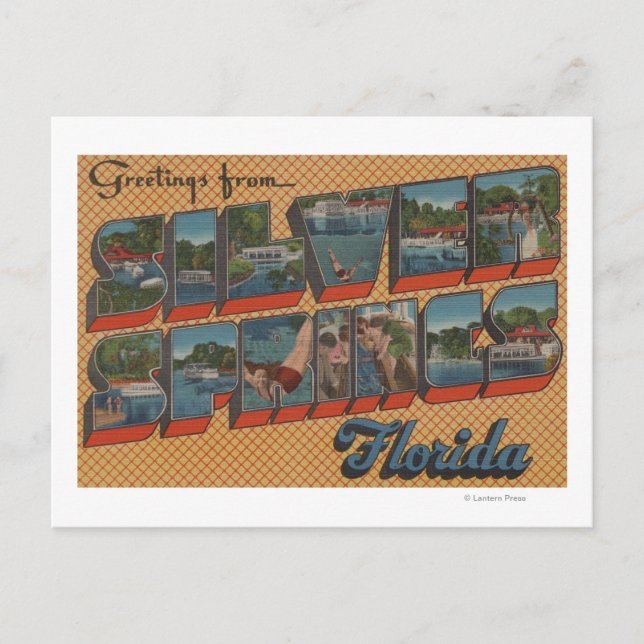 Silver Springs, Florida - Große Buchstabenszenen Postkarte (Vorderseite)