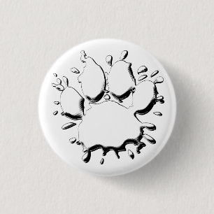 Silver Spritzer Dog Paw Zeichnend Button