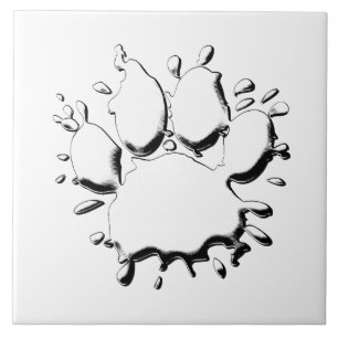 Silver Spritzer Dog Paw Zeichnend Fliese