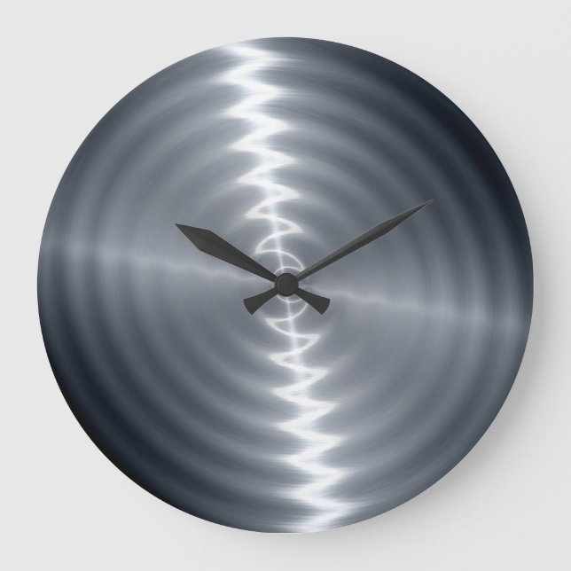 Silver Stainless Steel Metal Look 2 Große Wanduhr (Vorderseite)