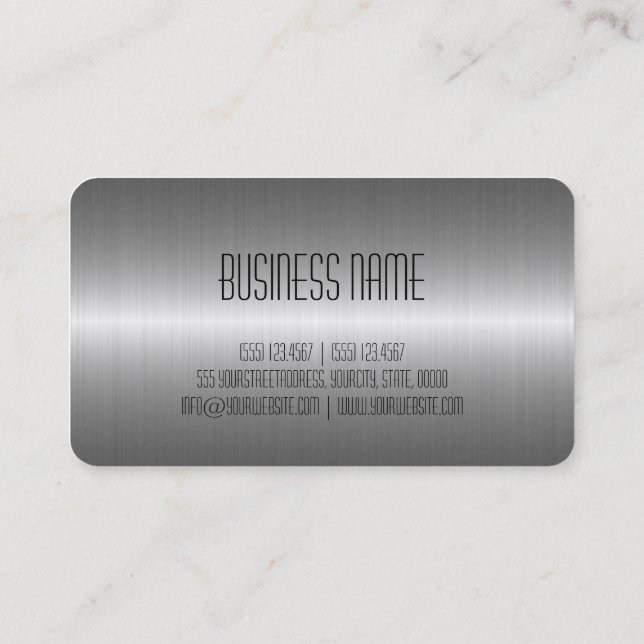 Silver Stainless Steel Metal Look Visitenkarte (Rückseite)