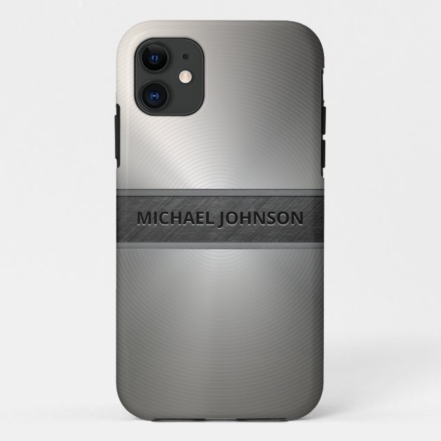 Silver Stainless Steel Metal Modern Case-Mate iPhone Hülle (Rückseite)