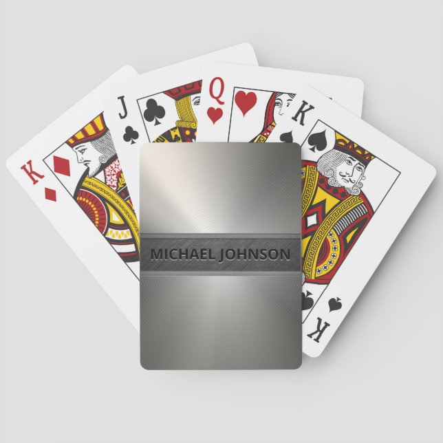 Silver Stainless Steel Metal Modern Playing Cards Spielkarten (Rückseite)