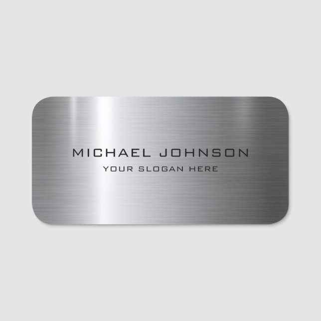 Silver Stainless Steel Metal Namensschild (Vorderseite)
