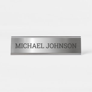 Silver Stainless Steel Metal Schreibtischnamensplakette