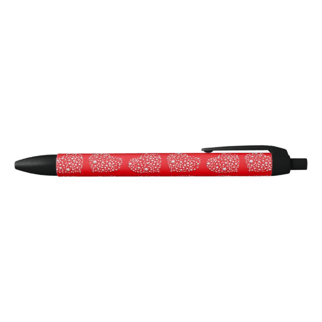 Silver Star Hearts on Red Background Kugelschreiber (Oberseite)