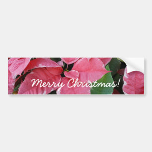 Silver Star Marble Poinsettias Pink Holiday Floral Autoaufkleber
