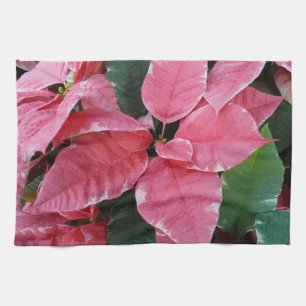 Silver Star Marble Poinsettias Pink Holiday Floral Geschirrtuch