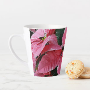 Silver Star Marble Poinsettias Pink Holiday Floral Milchtasse