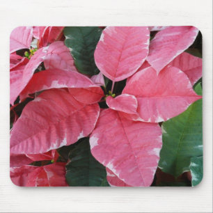 Silver Star Marble Poinsettias Pink Holiday Floral Mousepad