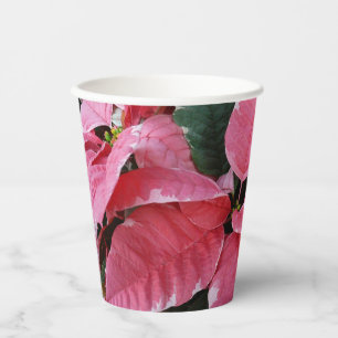 Silver Star Marble Poinsettias Pink Holiday Floral Pappbecher