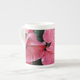 Silver Star Marble Poinsettias Pink Holiday Floral Prozellantasse