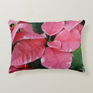 Silver Star Marble Poinsettias Pink Holiday Floral Zierkissen