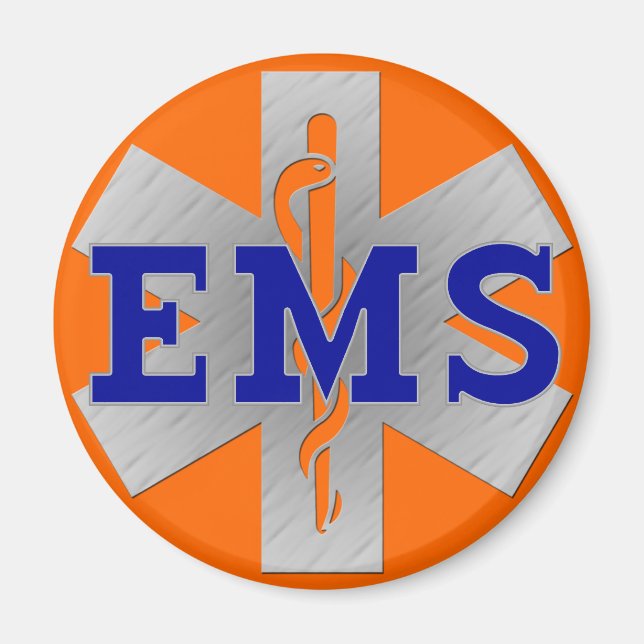 Silver Star of Life mit Blue EMS Magnet (Vorne)