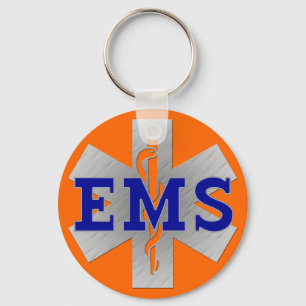 Silver Star of Life mit Blue EMS Schlüsselanhänger