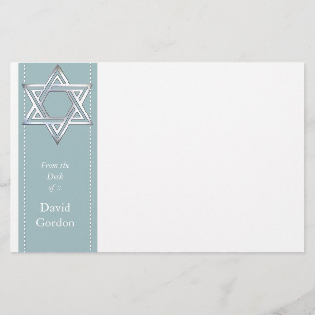 Silver Star von David/Jewish Personal Stationery Briefpapier (Vorderseite)