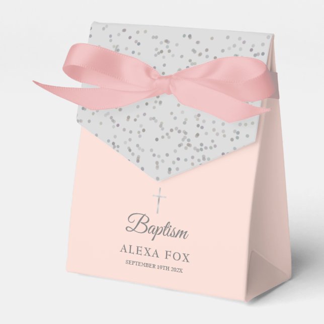 Silver Stardust Taufe Christening Blush Pink Geschenkschachtel (Vorderseite)