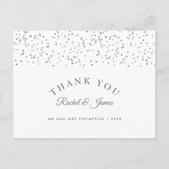 Silver Stardust Wedding Danke Postkarte (Vorderseite)