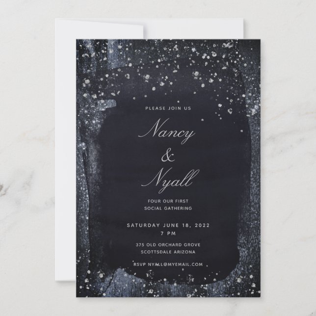 Silver Starry Night Party Einladung (Vorderseite)
