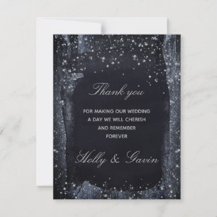 Silver Starry Night Wedding Dankeschön Card Dankeskarte