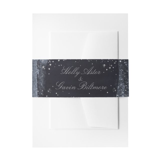 Silver Starry Night Wedding Invitation Suite Einladungsbanderole (Vorderseite Beispiel)