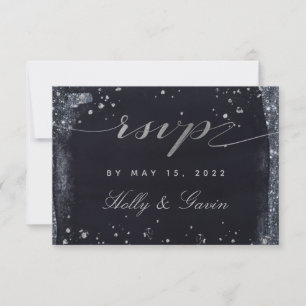 Silver Starry Night Wedding Mail-In UAWG RSVP Karte