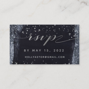 Silver Starry Night Wedding Online RSVP Card Visitenkarte