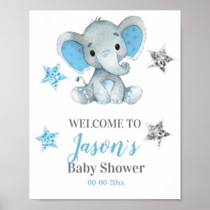 Silver stars Elephant Affiche de bienvenue, Boy Sh