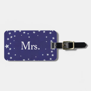 Silver Stars on Navy Blue Mr. Luggage Tags Gepäckanhänger