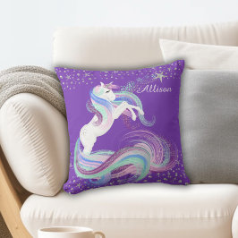 Silver Stars Sparkle Unicorn Kissen