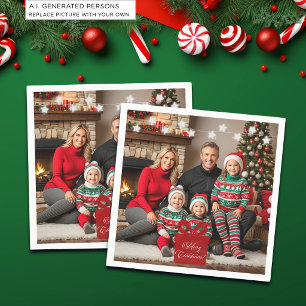 Silver Stars Special Christmas Family Foto Serviette