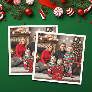 Silver Stars Special Christmas Family Foto Serviette