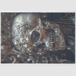 Silver Steel Skull Regal Crowning Decoupage Seidenpapier